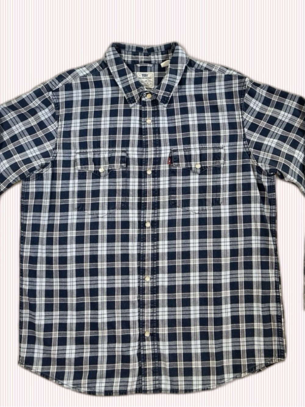 Levi's Navy and White Plaid Button Down Shirt